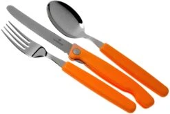 Victorinox Swiss Classic 3-teiliges Besteckset Orange Mit Faltbarem Messer, 6.7192.F9