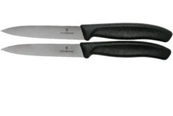 Victorinox SwissClassic Gemüsemesser Mit Wellenschliff/glatt Schwarz 10 Cm, 2er Set, VT6-7793-B